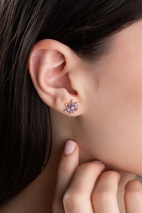 Heliophilia Silver Pendientes de Plata de Ley 925 con Baño de Oro Rosa y Circón